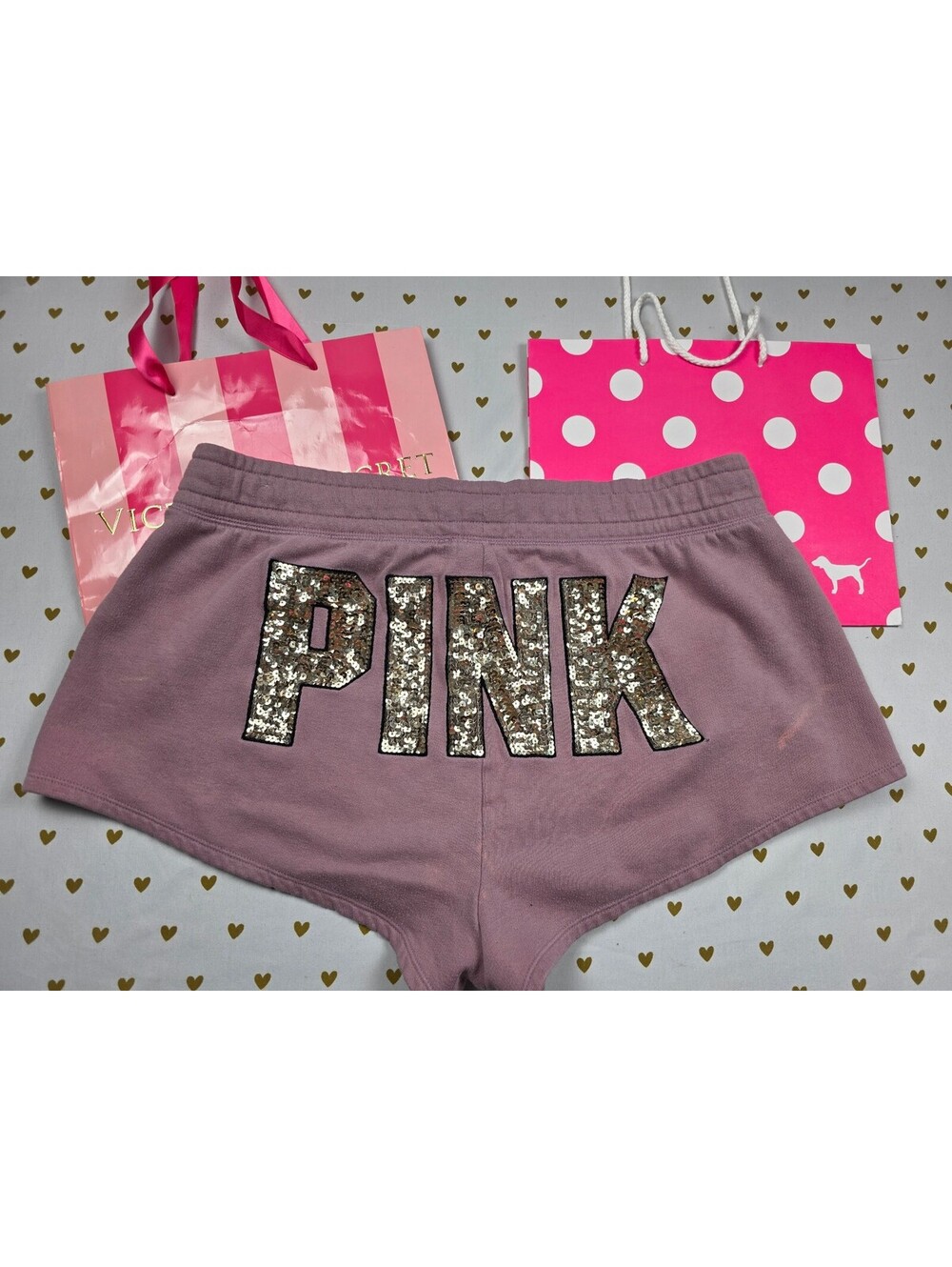 Victorias Secret PINK BLING logo Butt Sweat shorts  LARGE